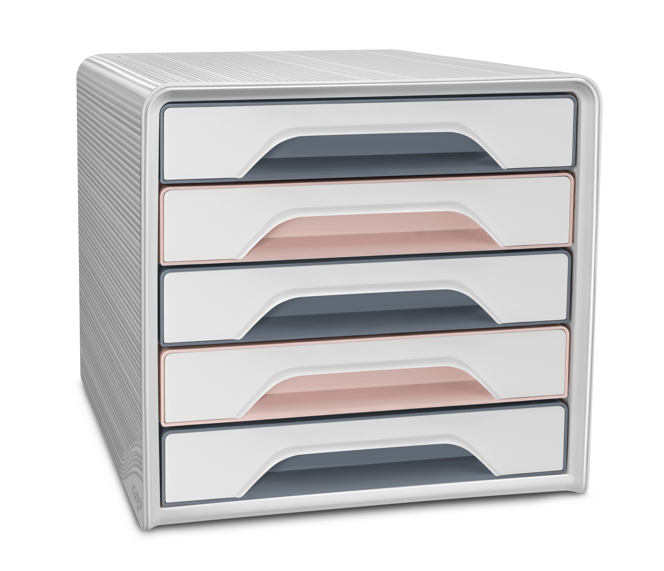 Module de classement Smoove 5 tiroirs rose poudré et gris