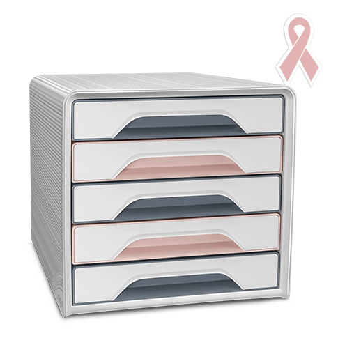 Bloc de classement 5 tiroirs Smoove Mineral Rose poudré et Gris orage