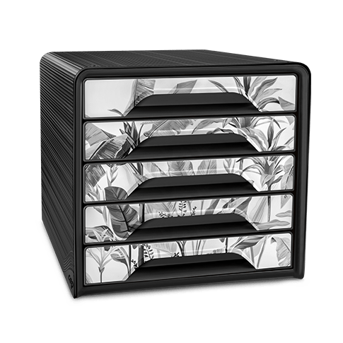 module de rangement à tiroirs smoove imprimé tropical noir et blanc organisateur a tiroirs bureau maison