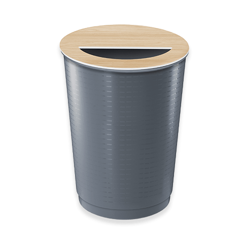 maxi corbeille gris orage avec couvercle hêtre