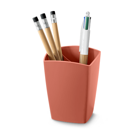 Pot à crayons en matière recyclée éco-conçu terracotta