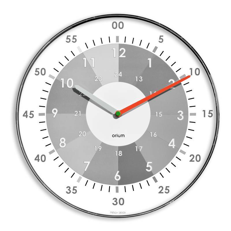 horloge d'apprentissage practice et ses aiguilles de couleurs différentes pour les heures et les minutes