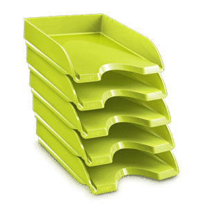 Lot de 10 corbeille à courrier de couleur anis.