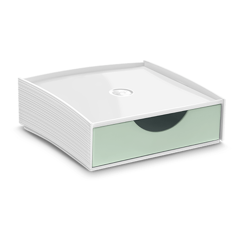 Mini boîte de rangement de couleurs vert sauge pour y ranger crayons, stylos ou maquillage.